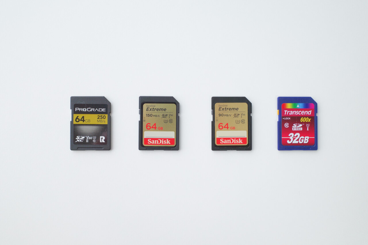 4種類のSDカード