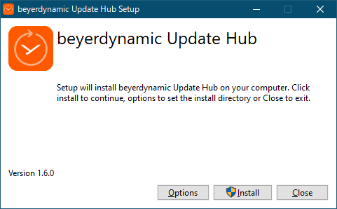 beyerdynamic Update Hubインストール画面